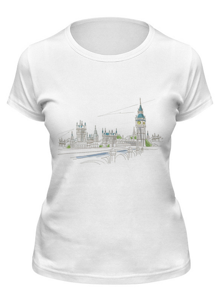 Заказать женскую футболку в Москве. Футболка классическая Лондон от Picasso - готовые дизайны и нанесение принтов.