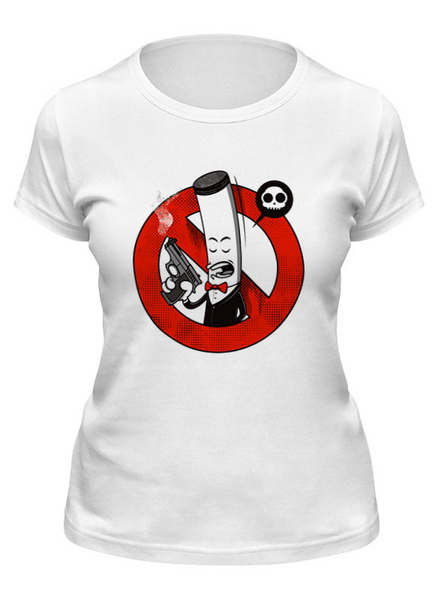 Заказать женскую футболку в Москве. Футболка классическая Курение Убивает! (Сигарета) от Amerikanka - готовые дизайны и нанесение принтов.