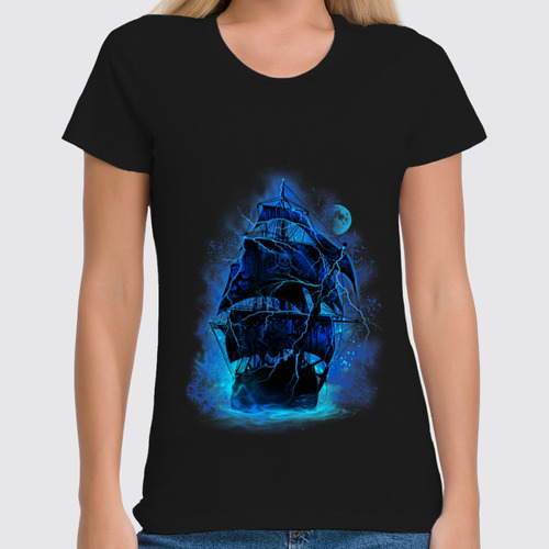Заказать женскую футболку в Москве. Футболка классическая Пиратский корабль от printik - готовые дизайны и нанесение принтов.