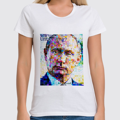Заказать женскую футболку в Москве. Футболка классическая Путин от Picasso - готовые дизайны и нанесение принтов.