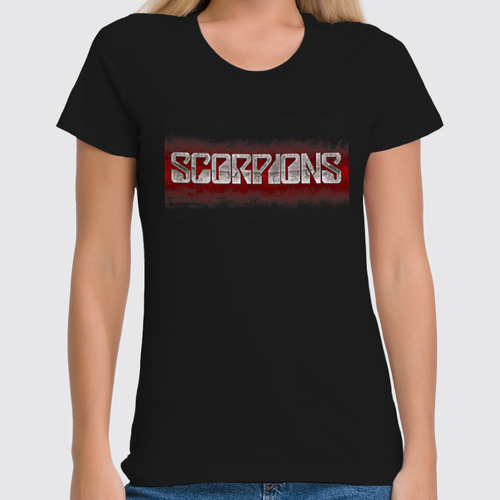 Заказать женскую футболку в Москве. Футболка классическая Scorpions Band от Leichenwagen - готовые дизайны и нанесение принтов.