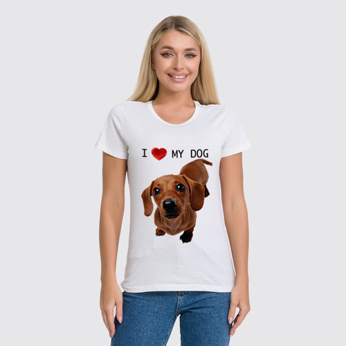 Заказать женскую футболку в Москве. Футболка классическая I love my dog от Александр А. - готовые дизайны и нанесение принтов.