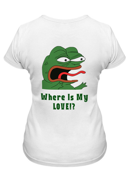 Заказать женскую футболку в Москве. Футболка классическая Pepe the frog Whant some love от Ильяс Муртазаев - готовые дизайны и нанесение принтов.