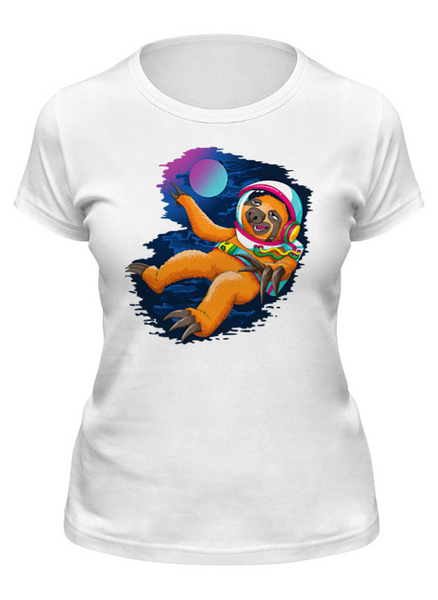 Заказать женскую футболку в Москве. Футболка классическая ☄ Sloth in Space ☄ от balden - готовые дизайны и нанесение принтов.