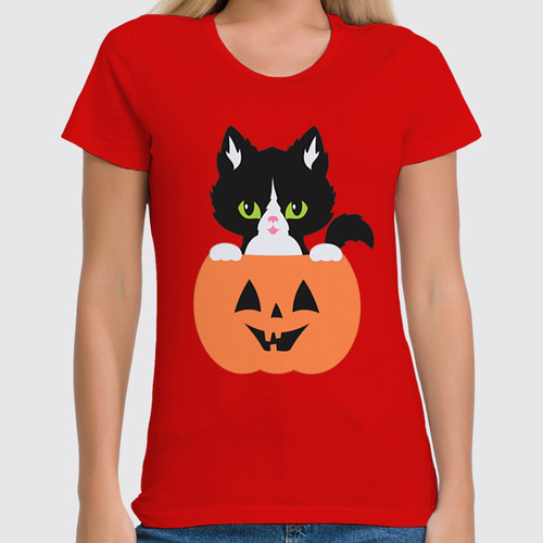Заказать женскую футболку в Москве. Футболка классическая BLACK CAT от cooldesign  - готовые дизайны и нанесение принтов.