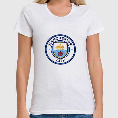 Заказать женскую футболку в Москве. Футболка классическая Manchester City от THE_NISE  - готовые дизайны и нанесение принтов.