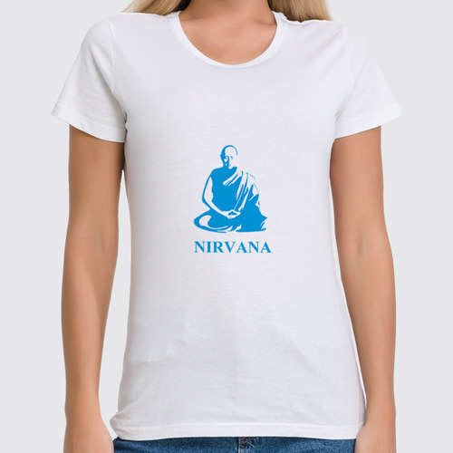 Заказать женскую футболку в Москве. Футболка классическая Nirvana-blue от LINGAM ART | lingam.ord@gmail.com - готовые дизайны и нанесение принтов.