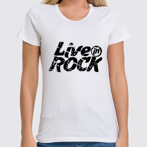 Заказать женскую футболку в Москве. Футболка классическая Футболка LiveInRock от pirll - готовые дизайны и нанесение принтов.