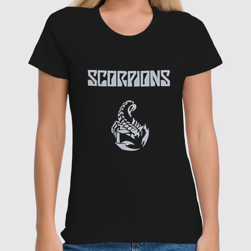 Заказать женскую футболку в Москве. Футболка классическая Scorpions Band от Leichenwagen - готовые дизайны и нанесение принтов.
