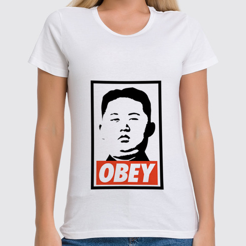 Заказать женскую футболку в Москве. Футболка классическая Подчинись (Obey) от Andrew Zaycev - готовые дизайны и нанесение принтов.