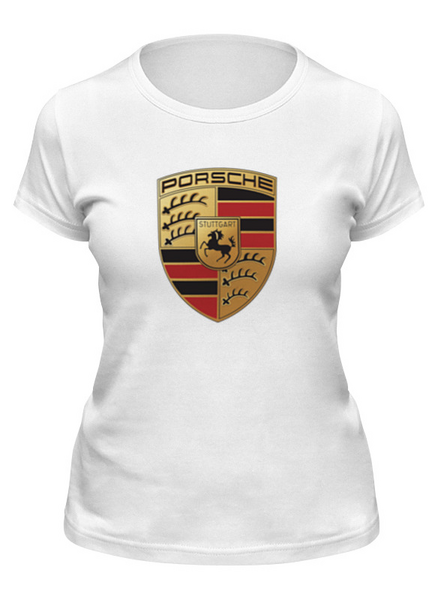 Заказать женскую футболку в Москве. Футболка классическая Porsche от DESIGNER   - готовые дизайны и нанесение принтов.