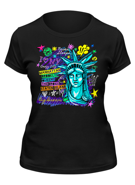 Заказать женскую футболку в Москве. Футболка классическая ☆ Statue Of Liberty ☆ от balden - готовые дизайны и нанесение принтов.