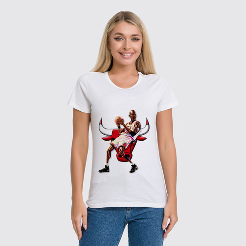 Заказать женскую футболку в Москве. Футболка классическая Michael Jordan Cartooney от Mesk08 - готовые дизайны и нанесение принтов.