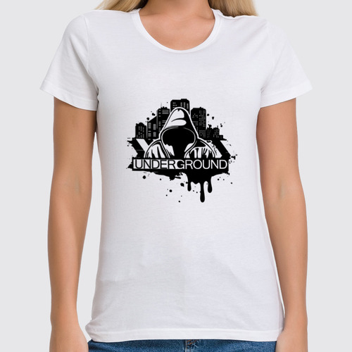 Заказать женскую футболку в Москве. Футболка классическая UNDERGROUND от T-shirt print  - готовые дизайны и нанесение принтов.