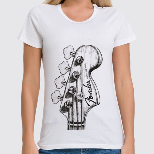 Заказать женскую футболку в Москве. Футболка классическая Bass Guitar от Vladec11 - готовые дизайны и нанесение принтов.