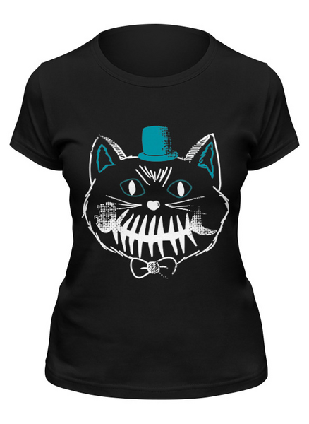 Заказать женскую футболку в Москве. Футболка классическая Улыбчивый кот от printik - готовые дизайны и нанесение принтов.