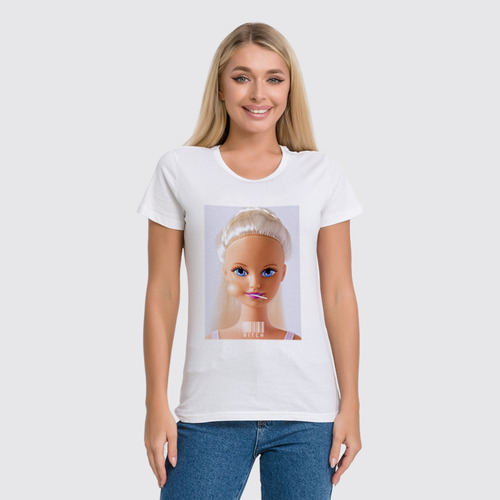Заказать женскую футболку в Москве. Футболка классическая Барби с чупачупсом от T-shirt print  - готовые дизайны и нанесение принтов.
