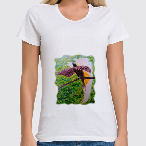 Заказать женскую футболку в Москве. Футболка классическая Малая райская птица от veatim@yandex.ru - готовые дизайны и нанесение принтов.