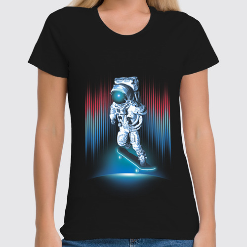 Заказать женскую футболку в Москве. Футболка классическая Космонавт от printik - готовые дизайны и нанесение принтов.