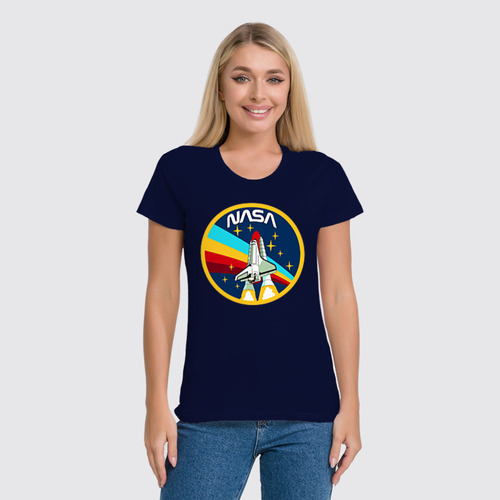 Заказать женскую футболку в Москве. Футболка классическая National Aeronautics and Space Administration от balden - готовые дизайны и нанесение принтов.