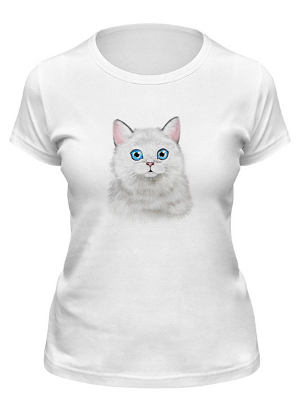 Заказать женскую футболку в Москве. Футболка классическая кошка от THE_NISE  - готовые дизайны и нанесение принтов.