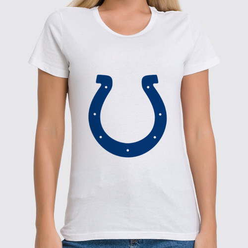 Заказать женскую футболку в Москве. Футболка классическая Indianapolis Colts от dobryidesign - готовые дизайны и нанесение принтов.