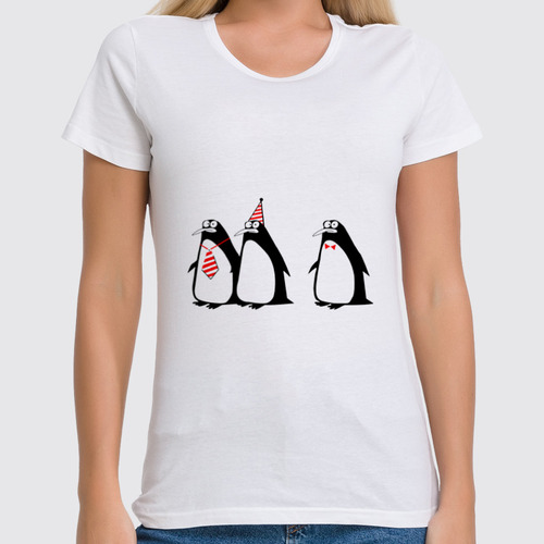Заказать женскую футболку в Москве. Футболка классическая Пингвины от Cloud345 - готовые дизайны и нанесение принтов.
