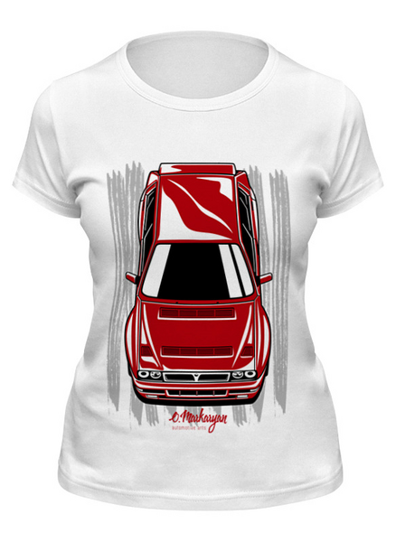 Заказать женскую футболку в Москве. Футболка классическая Lancia Delta от Oleg Markaryan - готовые дизайны и нанесение принтов.