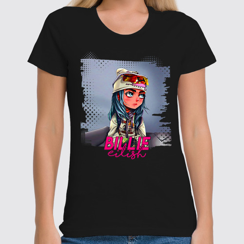 Заказать женскую футболку в Москве. Футболка классическая Billie Eilish( Билли Айлиш) от T-shirt print  - готовые дизайны и нанесение принтов.