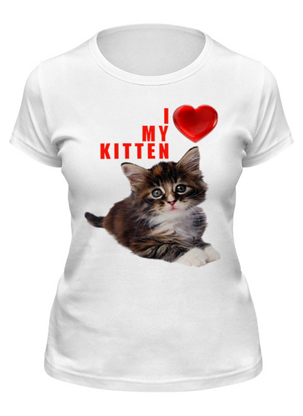 Заказать женскую футболку в Москве. Футболка классическая I love my kitten от Александр А. - готовые дизайны и нанесение принтов.