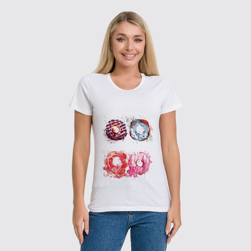 Заказать женскую футболку в Москве. Футболка классическая Пончики! Donuts от Анна Терешина - готовые дизайны и нанесение принтов.