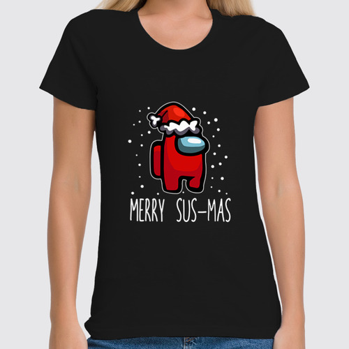 Заказать женскую футболку в Москве. Футболка классическая Merry Sus-Mas от El Fox - готовые дизайны и нанесение принтов.