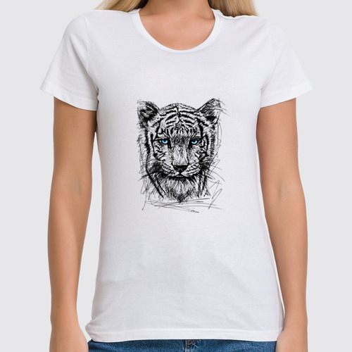 Заказать женскую футболку в Москве. Футболка классическая Белый тигр от ISliM - готовые дизайны и нанесение принтов.