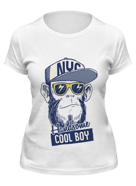 Заказать женскую футболку в Москве. Футболка классическая Brooklyn monkey от fairpoker@mail.ru - готовые дизайны и нанесение принтов.