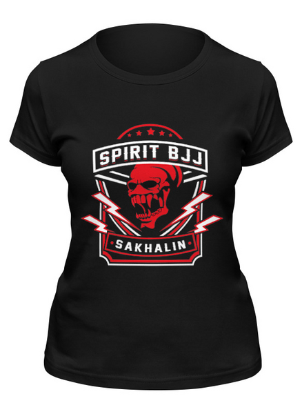 Заказать женскую футболку в Москве. Футболка классическая Spirit BJJ Sakhalin Skull (Black) от kiralabu - готовые дизайны и нанесение принтов.