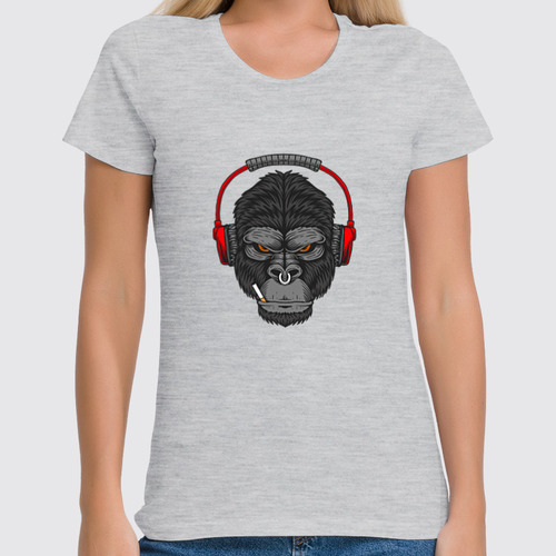 Заказать женскую футболку в Москве. Футболка классическая ГориллаМьюзик от balden - готовые дизайны и нанесение принтов.