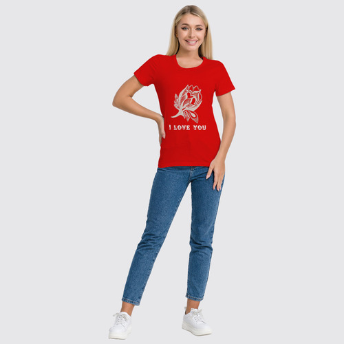 Заказать женскую футболку в Москве. Футболка классическая Цветок с двумя сердечками от aviva - готовые дизайны и нанесение принтов.