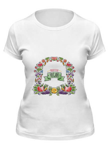 Заказать женскую футболку в Москве. Футболка классическая Go Vegan! от vegan@thespaceway.info - готовые дизайны и нанесение принтов.