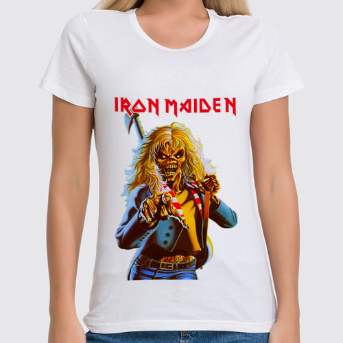 Заказать женскую футболку в Москве. Футболка классическая Iron Maiden Band от Leichenwagen - готовые дизайны и нанесение принтов.