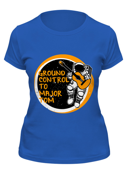 Заказать женскую футболку в Москве. Футболка классическая Космонавт с Гитарой от fanart - готовые дизайны и нанесение принтов.