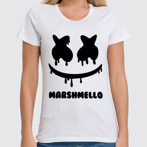 Заказать женскую футболку в Москве. Футболка классическая Marshmello от weeert - готовые дизайны и нанесение принтов.