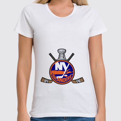 Заказать женскую футболку в Москве. Футболка классическая Нью-Йорк Айлендерс от kspsshop - готовые дизайны и нанесение принтов.