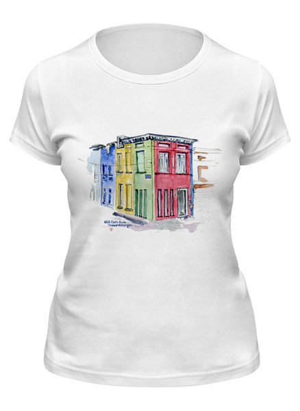 Заказать женскую футболку в Москве. Футболка классическая Belgium town sketch от littlearzi - готовые дизайны и нанесение принтов.