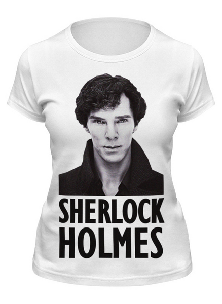 Заказать женскую футболку в Москве. Футболка классическая Sherlock Holmes от cherdantcev - готовые дизайны и нанесение принтов.