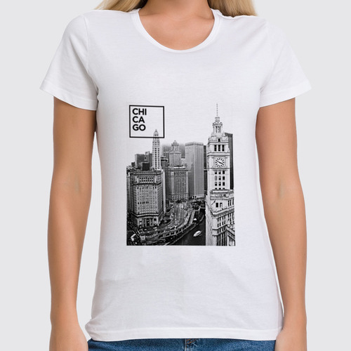 Заказать женскую футболку в Москве. Футболка классическая Чикаго. от acidhouses - готовые дизайны и нанесение принтов.