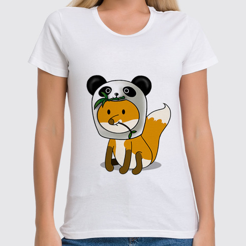 Заказать женскую футболку в Москве. Футболка классическая Лисенок панда от Little Pets - готовые дизайны и нанесение принтов.