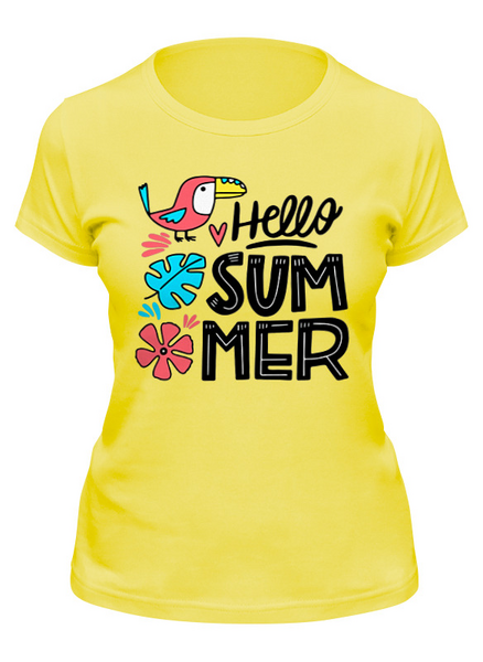 Заказать женскую футболку в Москве. Футболка классическая Hello Summer  от T-shirt print  - готовые дизайны и нанесение принтов.