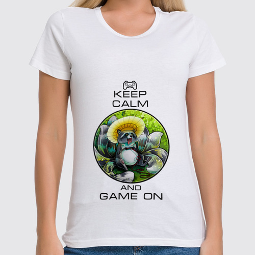 Заказать женскую футболку в Москве. Футболка классическая Raccoon gamer от Анастасия Авина - готовые дизайны и нанесение принтов.