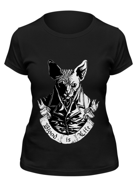 Заказать женскую футболку в Москве. Футболка классическая Плохой кот от Anna Rosenrot - готовые дизайны и нанесение принтов.