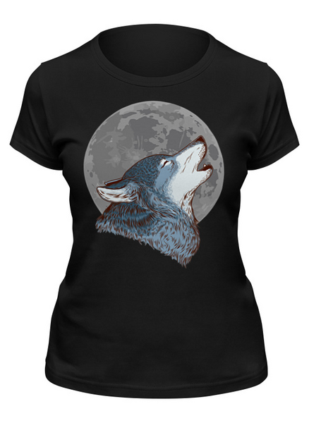 Заказать женскую футболку в Москве. Футболка классическая Волк и Луна от balden - готовые дизайны и нанесение принтов.